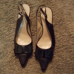 Gorgeous Black Leather Slingbacks